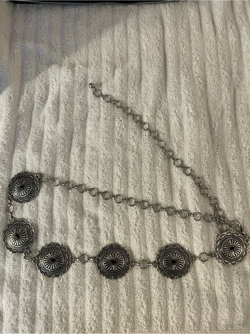 Silver Concho Chain Belt - Decorative Western Style